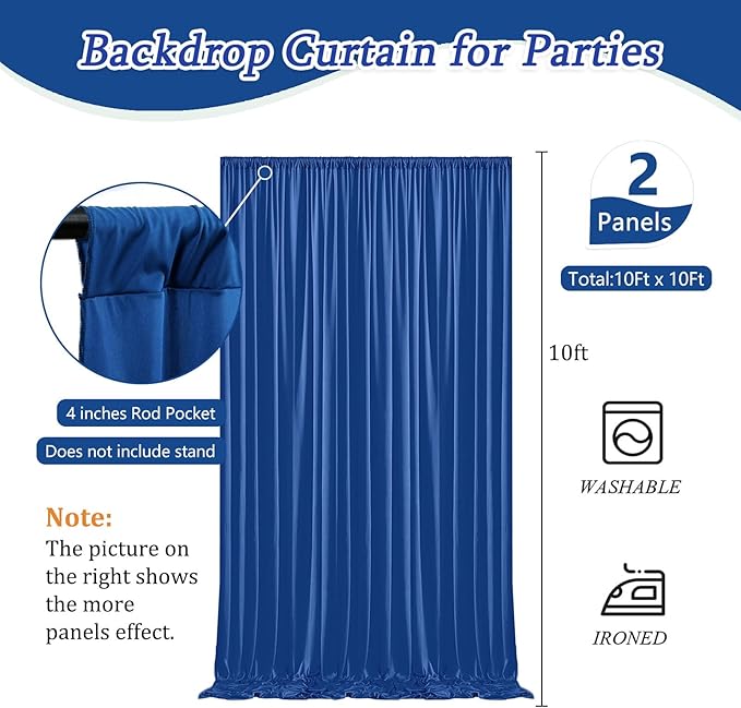 10 x 10 Feet Blue A Backdrop Curtain for Partie, Background Curtains for Phot...