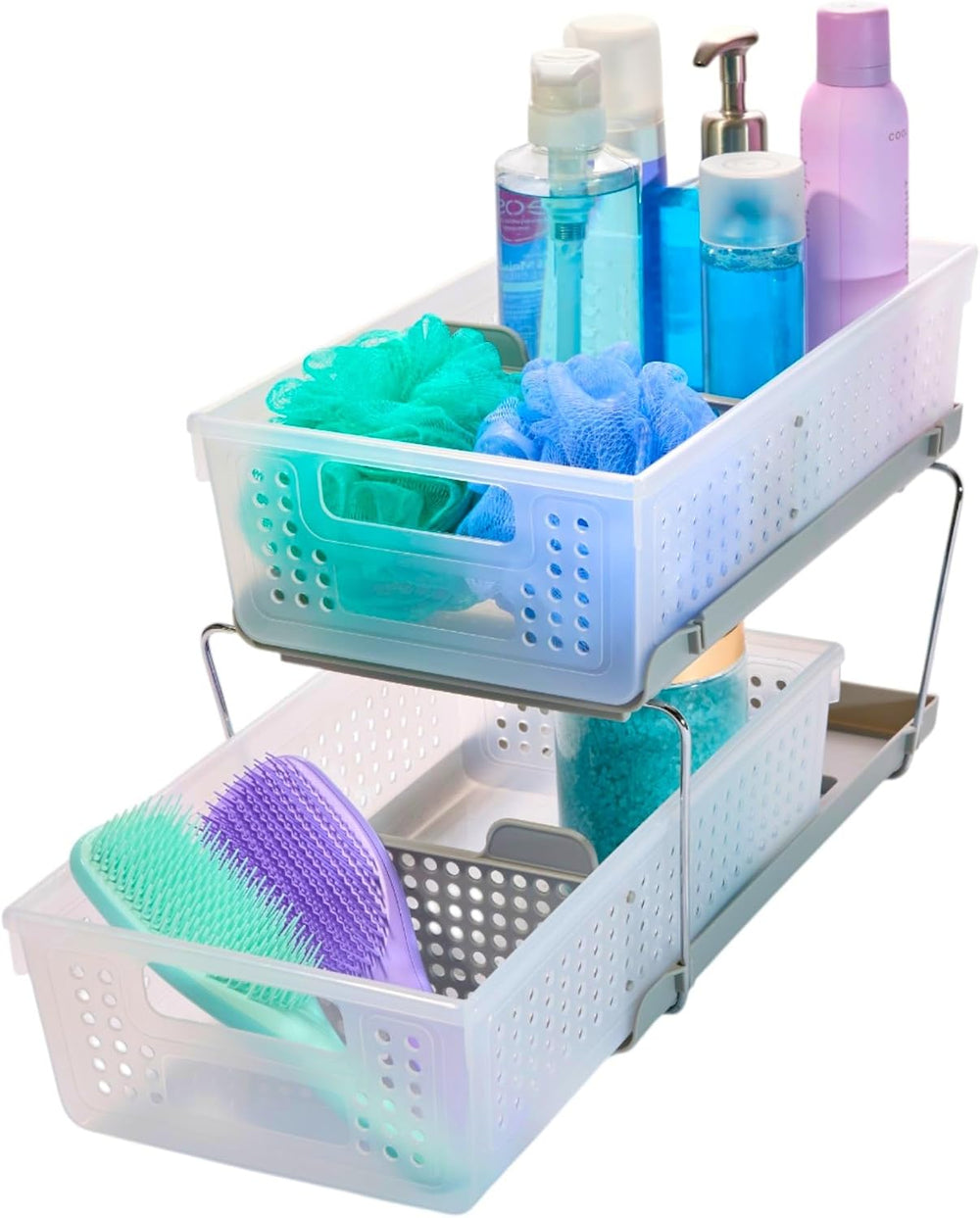 madesmart 2 Tier Bath Organizer,Undersink Storage with Sliding Drawers,for Cl...