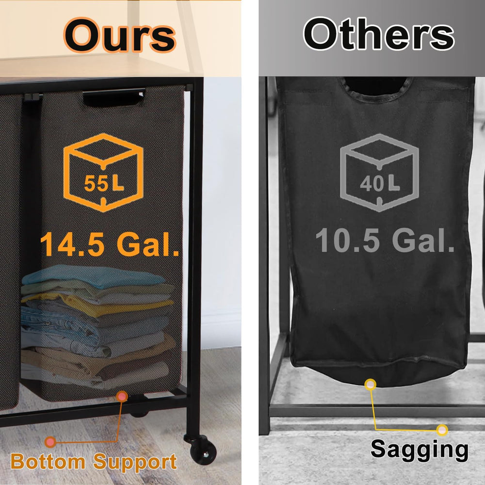 Timberer Laundry Hamper, Laundry Sorter with 4 Section, Rolling Basket with W...