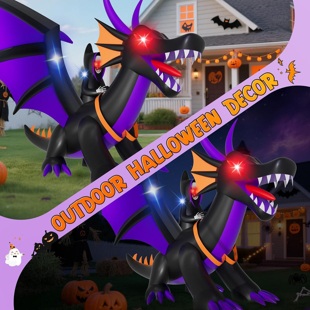 Skirfy 7FT Halloween Inflatable Dragon with LED Lights for Outdoor