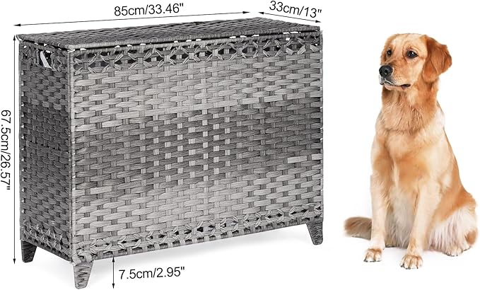 Laundry Hamper with 4 Removable Liner Bags; 176L Handwoven Rattan Laundry