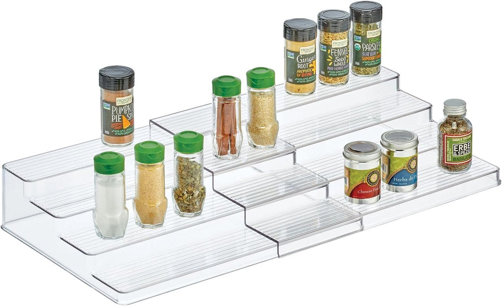 mDesign Plastic Adjustable, Expandable 4-Tier Kitchen Cabinet, Pantry, Shelf ...