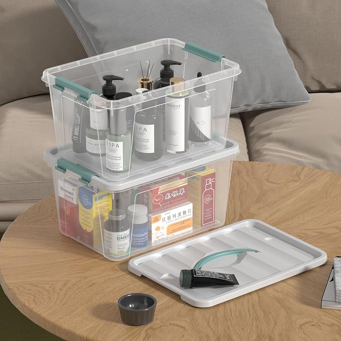 Zopnny 14 Quart Plastic Lidded Storage Bin (6-Pack)
