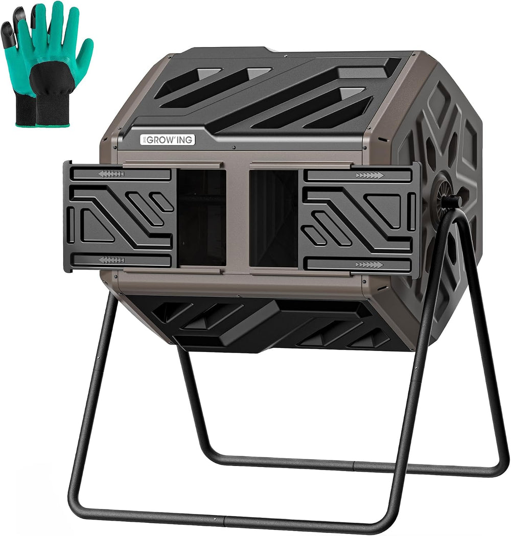 THEGROW'ING Updated 43 Gallon Compost Bin Outdoor, Fast Assemble Tumbling