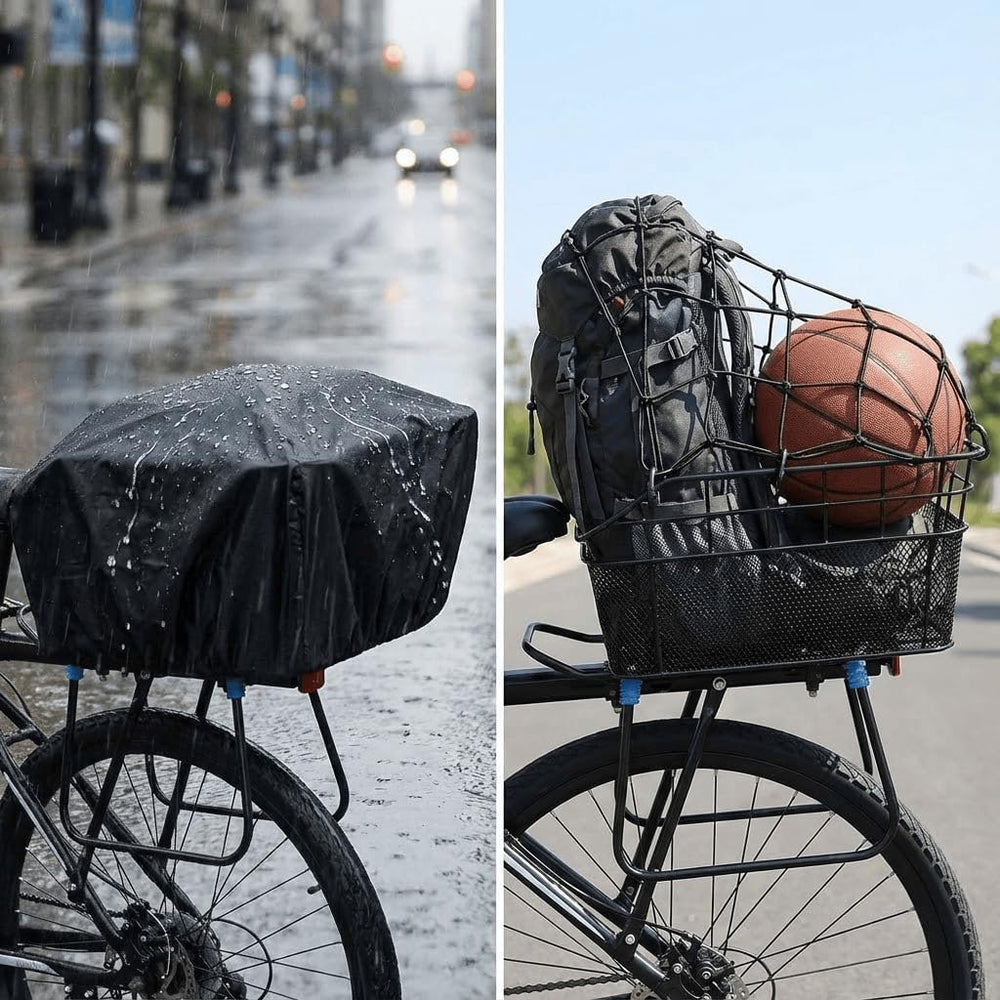 ANZOME Rear Bike Basket, Waterproof Metal Wire Bicycle Basket with Adjustable...