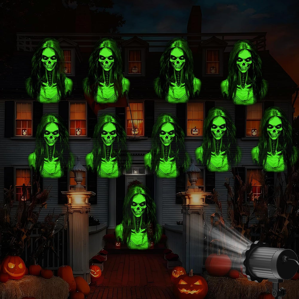 Halloween Projector Outdoor, 2026 Upgraded 3D Dynamic Skull HD Patterns,Clear...