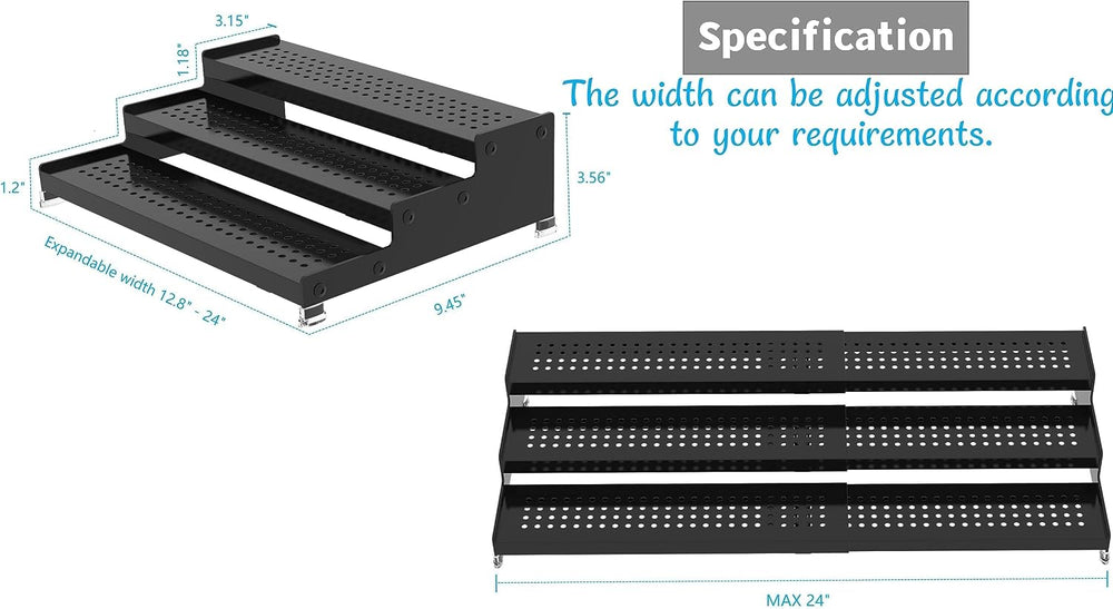 Metal Spice Rack Organizer for Cabinet, 3 Tier Expandable Spice Storage Shelf...
