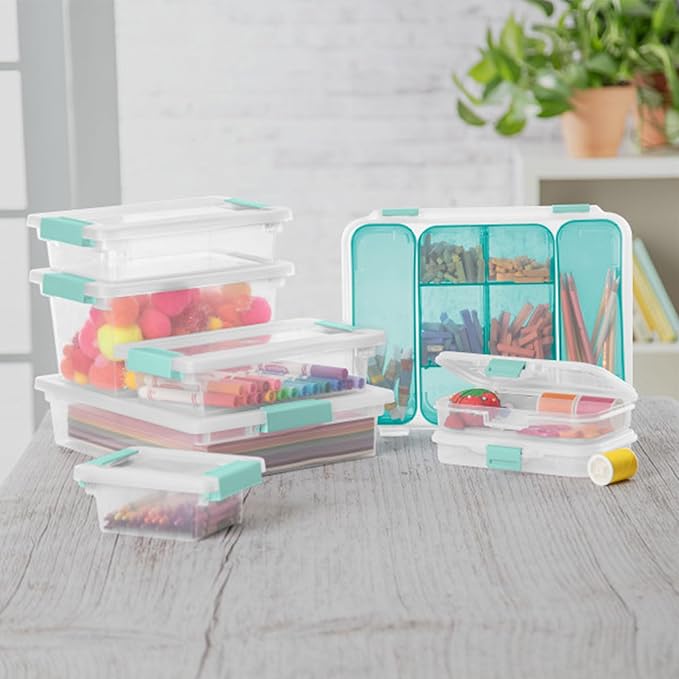 Sterilite 18-Pack Clip Box, Stackable Clear Plastic Bins