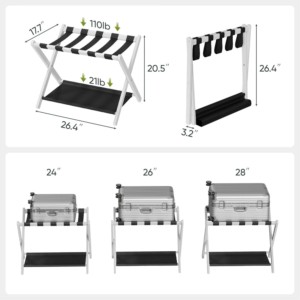 Smart FENDEE 2 Pack Luggage Rack, Folding Luggage Rack for Guest Room, White ...