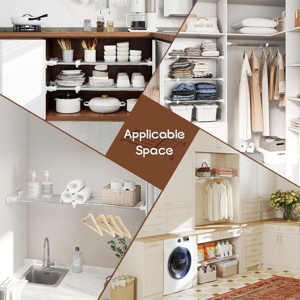 Tension Shelf Expandable Rod, Adjustable Closet Tension Shelves