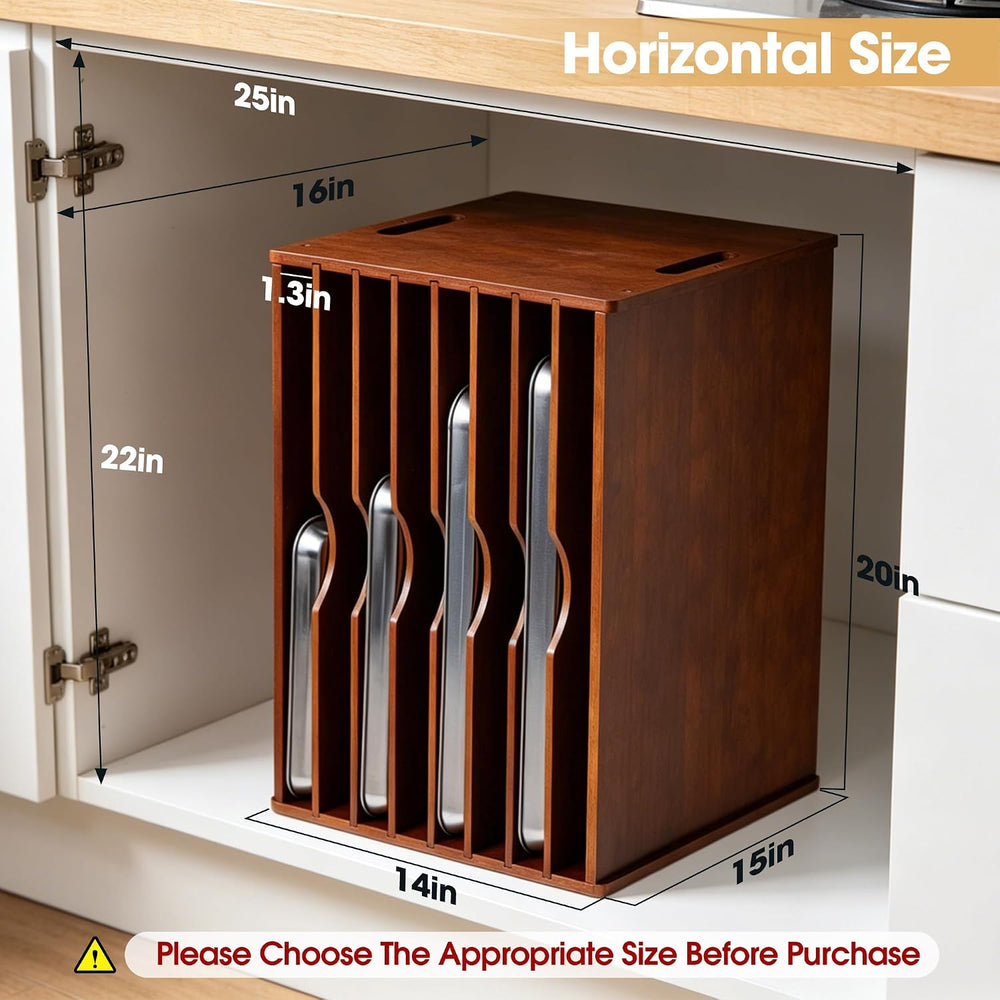 8-Tier Baking Sheet Organizer for Cabinet, Large 20 x 15 x 14 in Wooden Tray ...
