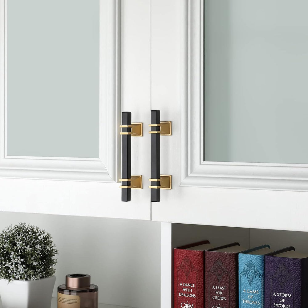 10 Pack 5 Inch Black and Gold Cabinet Pulls Kitchen Cabinet Handle