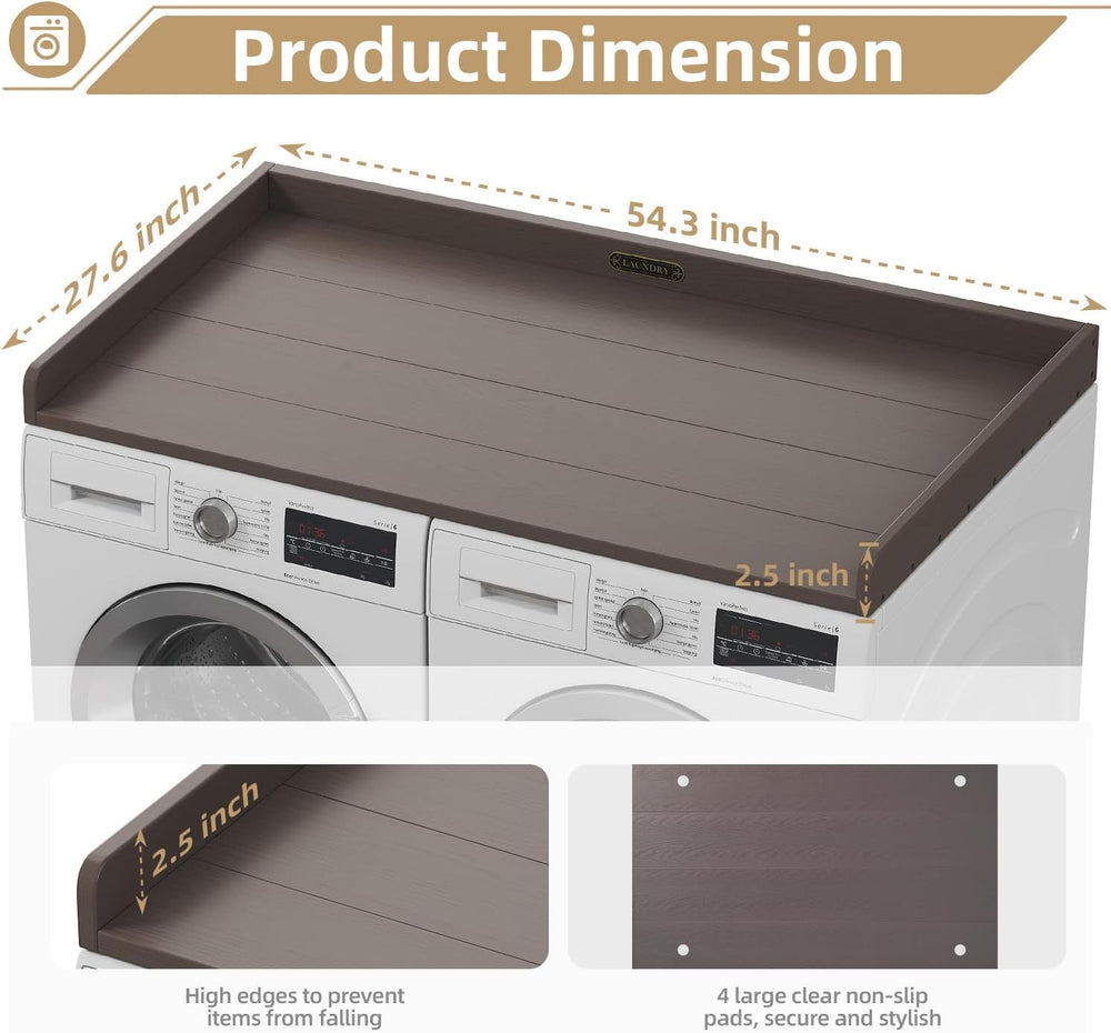Washer Dryer Countertop,54" W×27.5" D,California Walnut