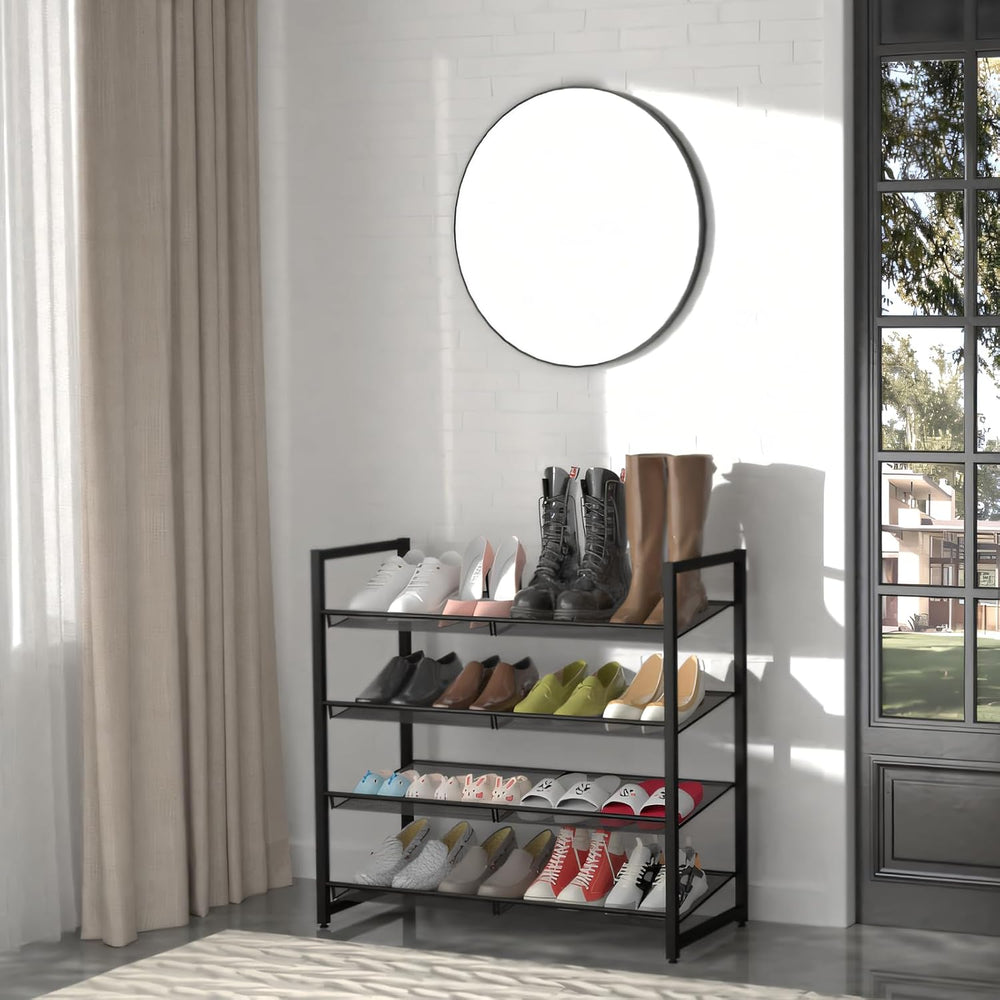 Metal Shoe Rack for Closet,entryway, 4-Tier Shoe Organizer, Adjustable Flat o...