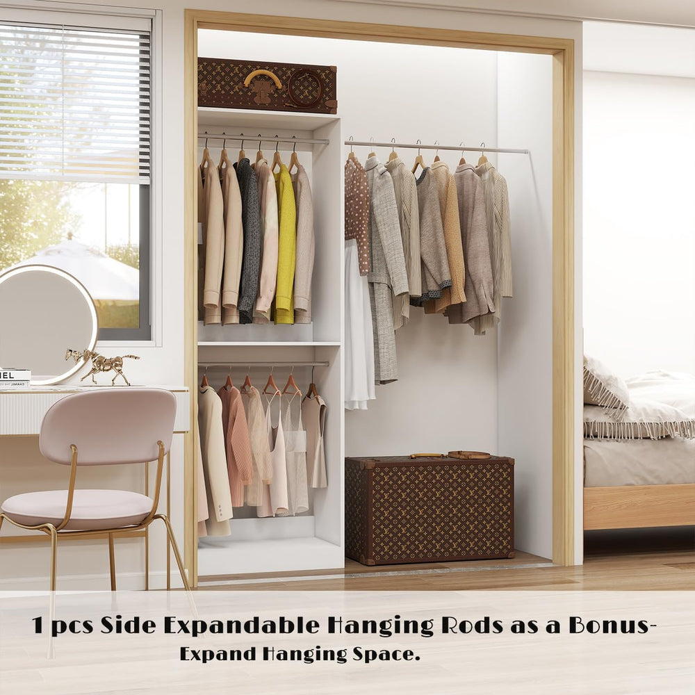Closet System, 2FT Wood Closet Organizer System Small Walk-in Closet Freestan...