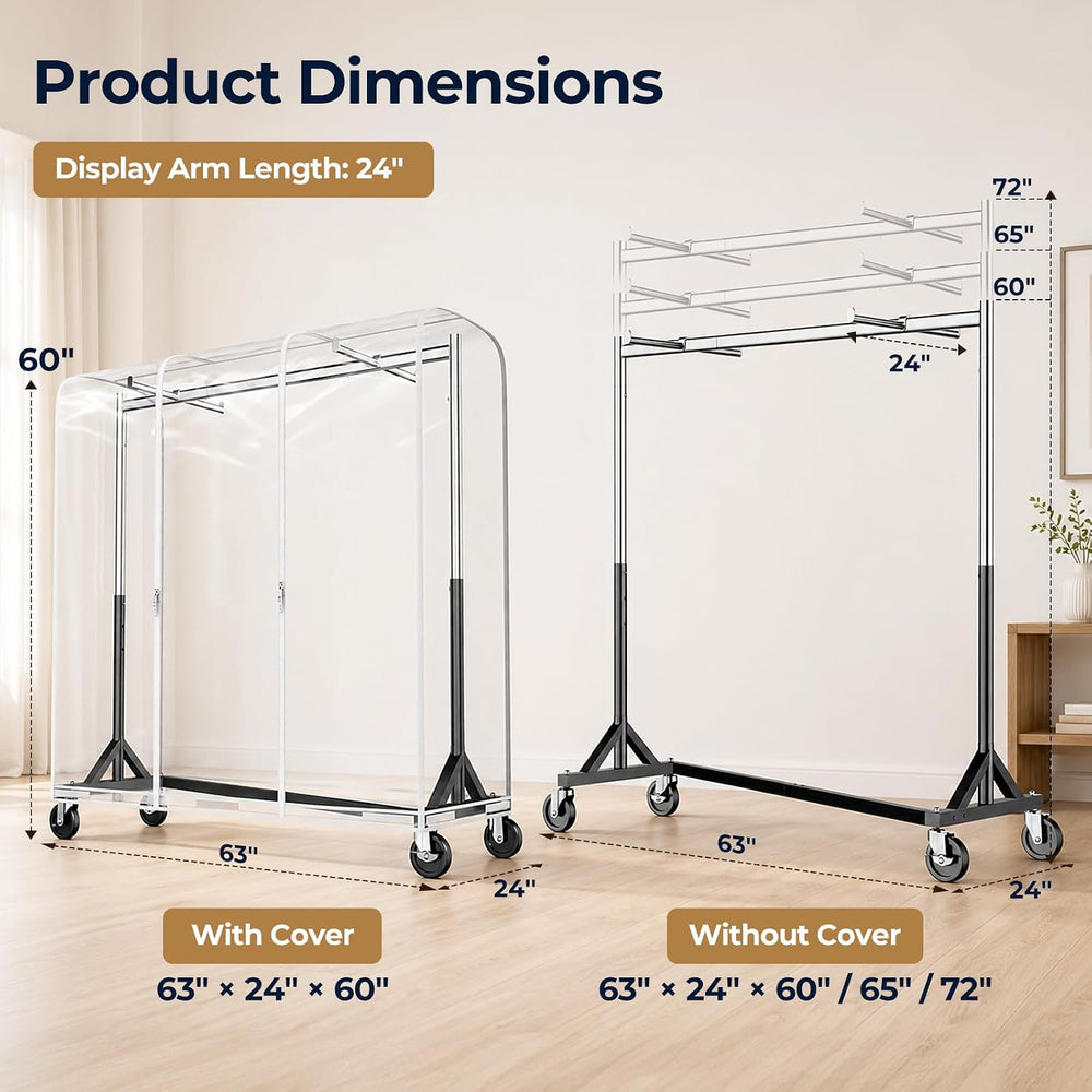 HOKEEPER Z Rack for Clothes with Cover Load 500 LBS with Display Arms