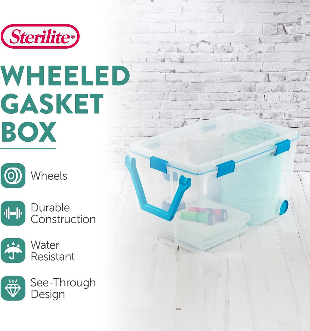 Sterilite Gasket Storage Box with Lids for Home & Office, 120 Quart, 3-Pack