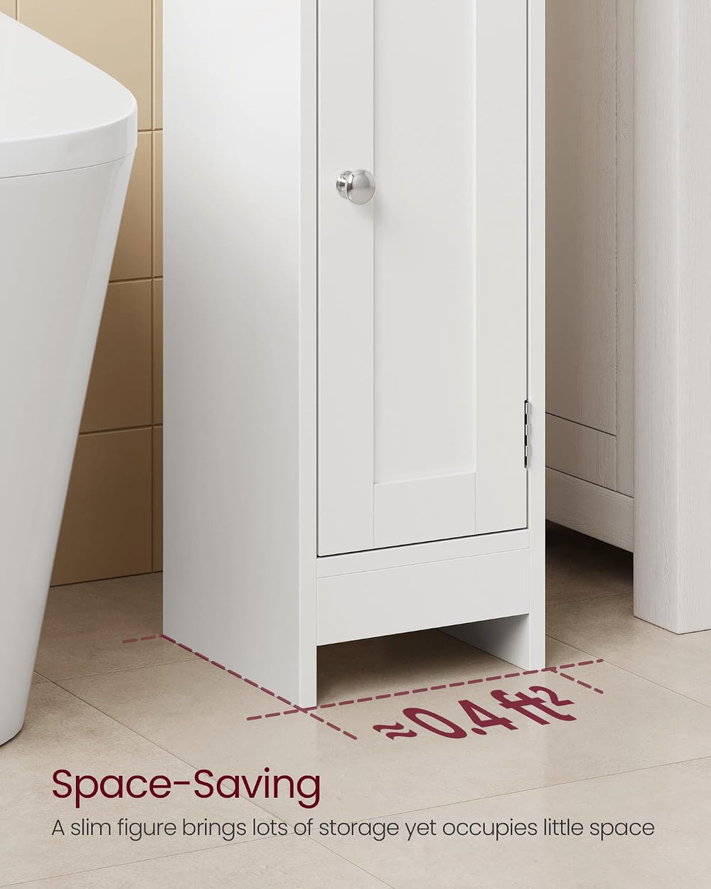 VASAGLE Small Storage Corner Floor Cabinet with Door, Cloud White