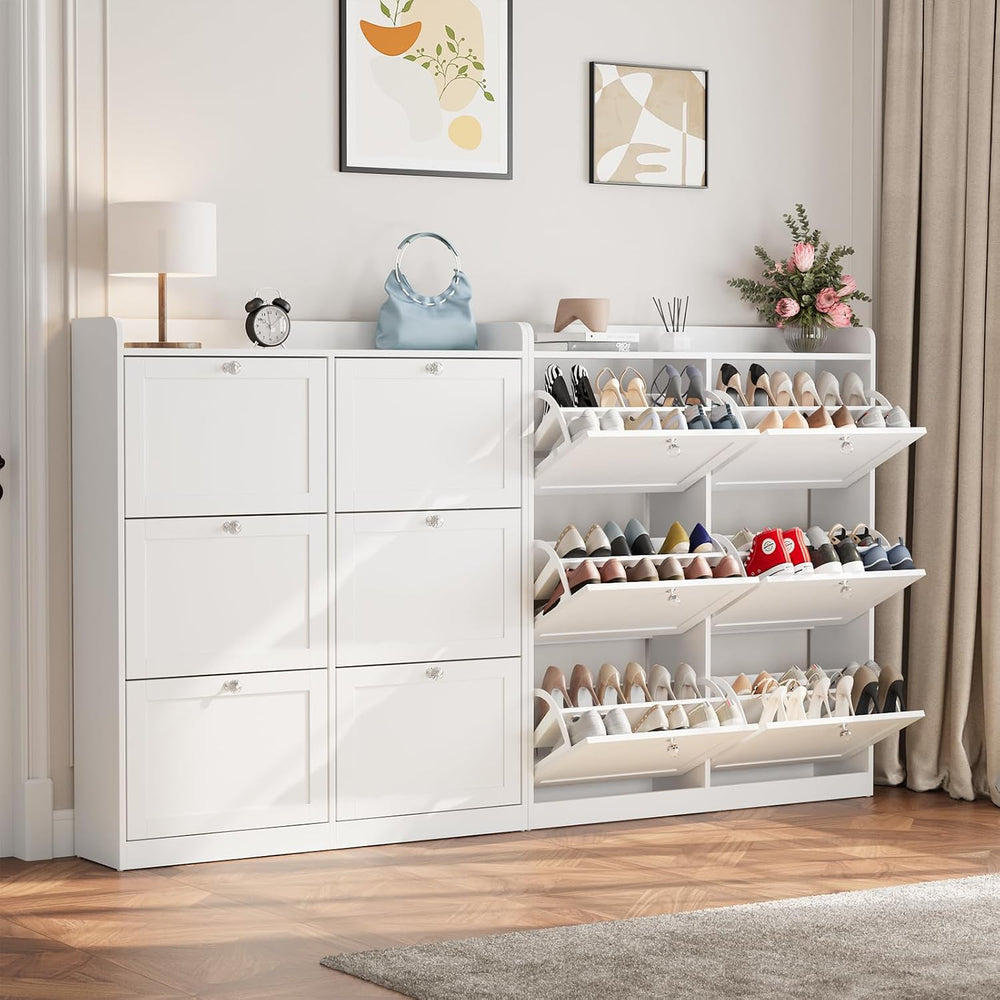 VOWNER Large Shoe Storage Cabinet with 6 Flip Drawers, Freestanding Shoe Orga...