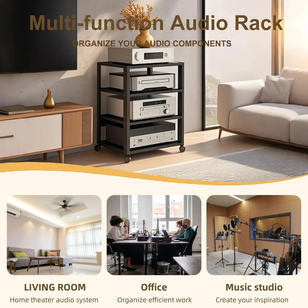 5 Tier AV Media Stand, Audio Rack Tower Stereo Components Cabinet