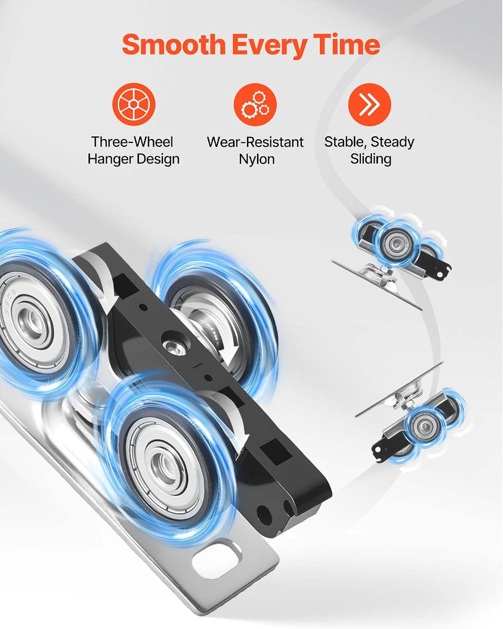 VEVOR Bypass Sliding Door Hardware Kit, 5 ft Aluminum Alloy Dual-Track Bypass...