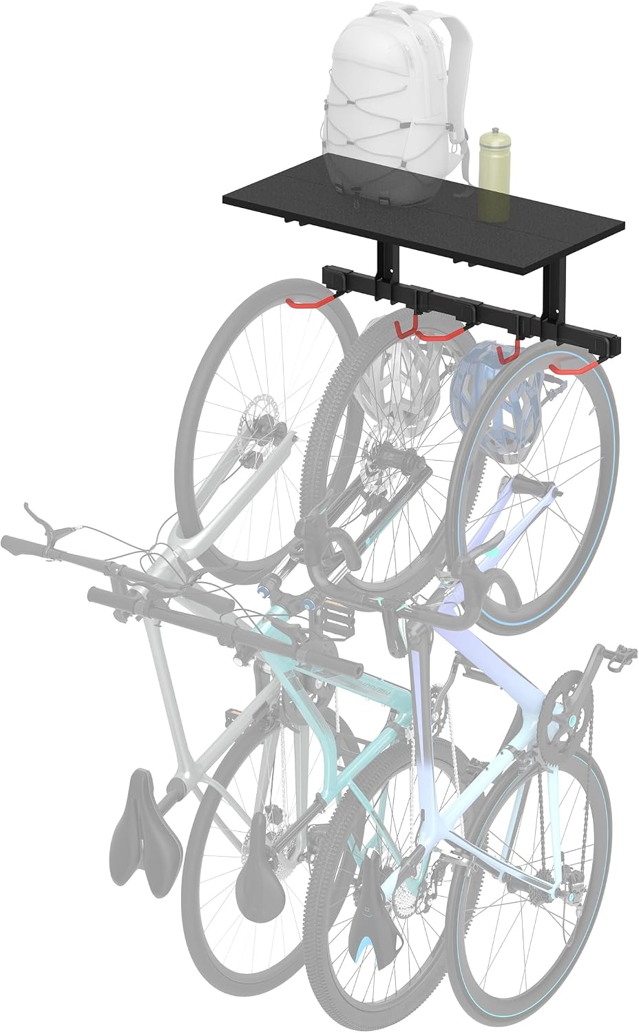 Mount-It! WheelsUp Bike Wall Mount with Shelf | Garage Storage Rack for 3 Bik...