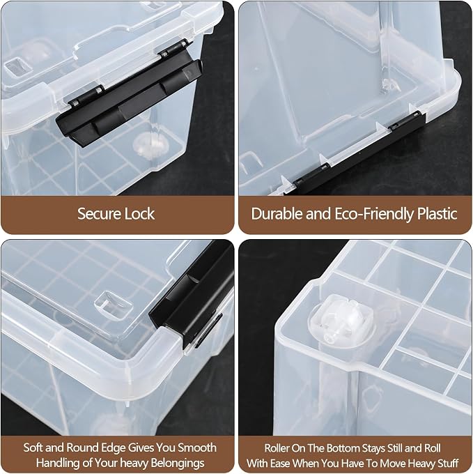 Zopnny 24 Quart Clear Plastic Storage Bin (4-Pack)