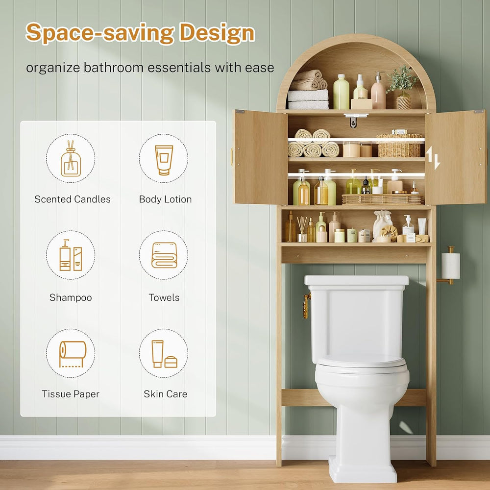 TEENFON Arched Over The Toilet Storage Cabinet, Bathroom Storage Cabinet