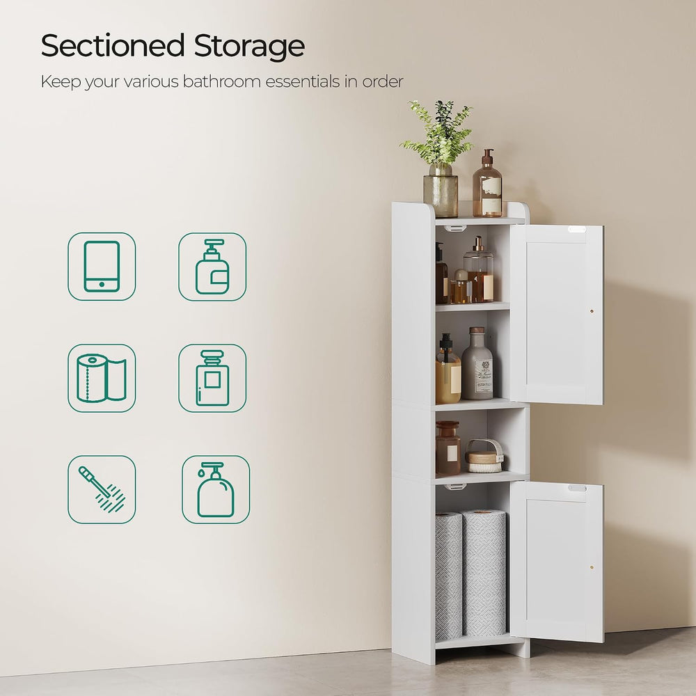 Bathroom Cabinet with 2 Doors, 7.3 x 9.8 x 40.4 Inches, Small Freestanding St...