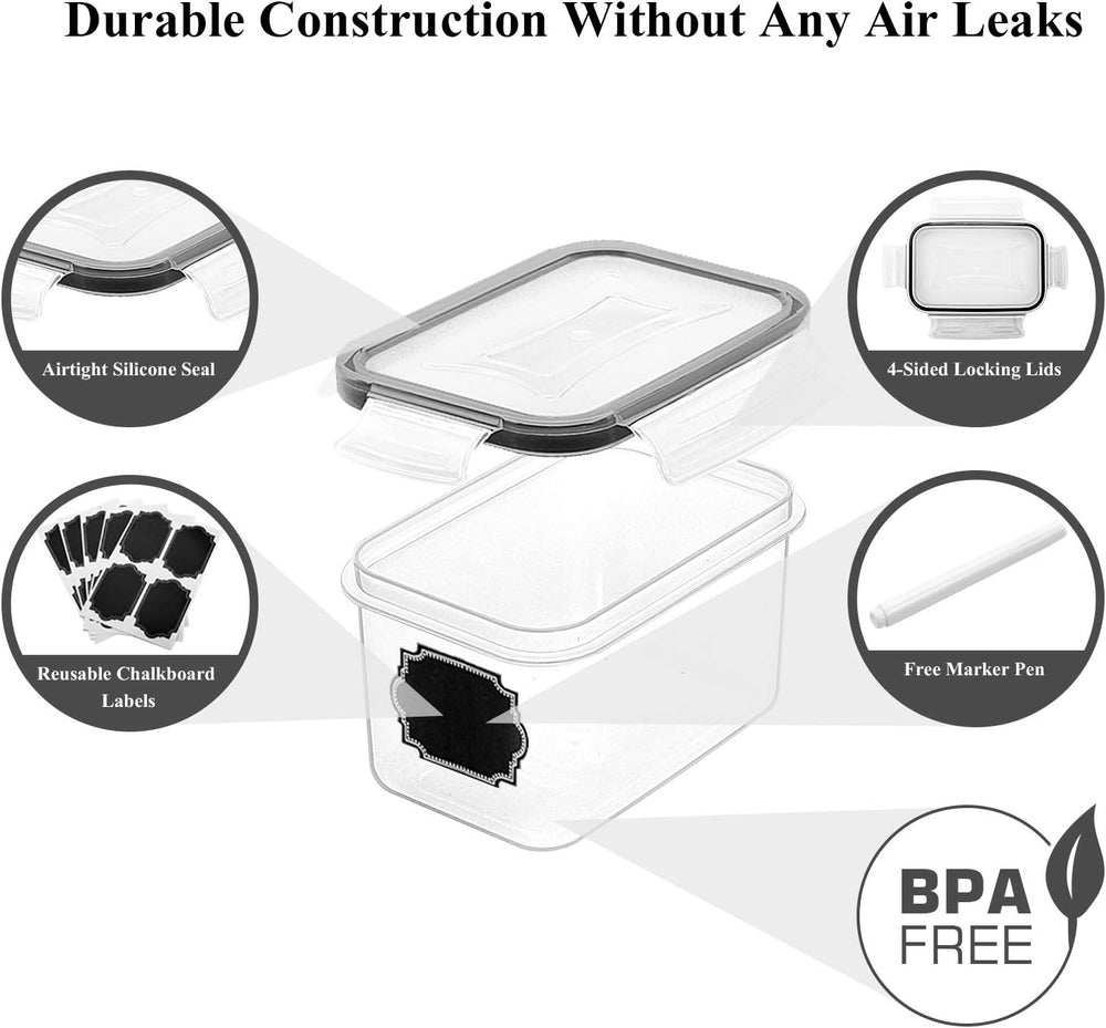 Wildone Airtight Food Storage Containers with Lids 0.8L, 16PCS, Black