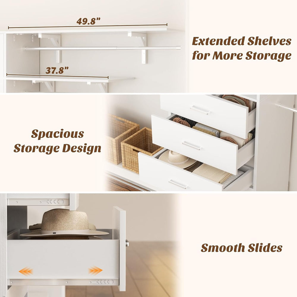 iSunirm 120" Heavy Duty Closet System with Cabinet Doors, 10FT Walk In C...