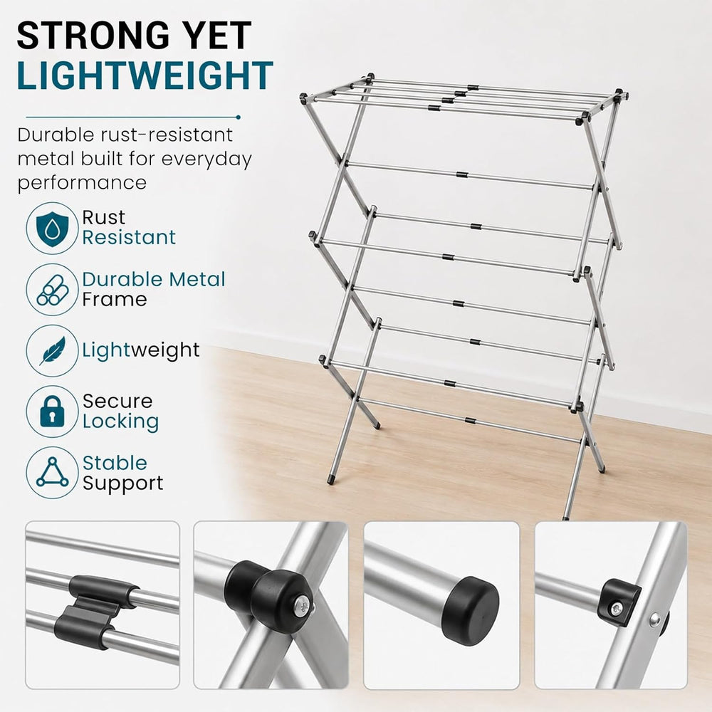 HOMION 3 Tier extendable Clothes Airer Dryer Indoor Outdoor Metal Laundry Dry...