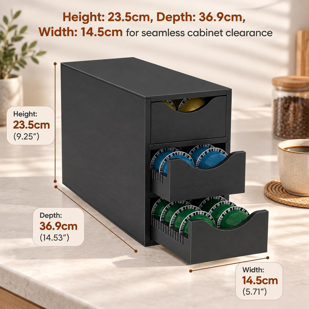 Coffee Pod Drawer Holder,Capsule Storage Organizer,3-Tier,6-Slot,Black