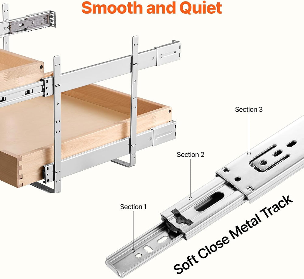 VEVOR 2 Tier Pull Out Cabinet Organizer, 20" W x 21" D Cabinet Draw...