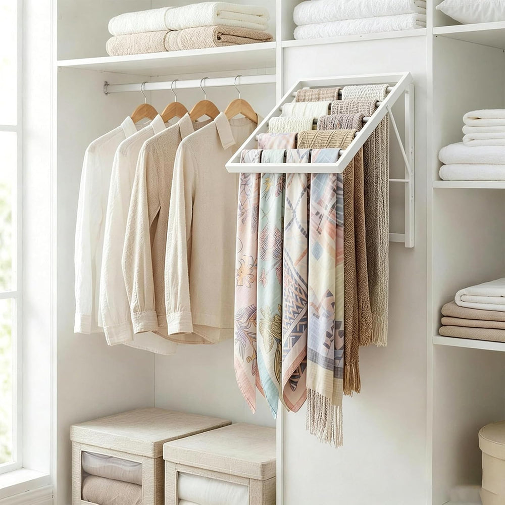 Wall Mounted Tie Rack Organizer, Metal Tie Rack Holds Up to 58 Ties, Adjustab...