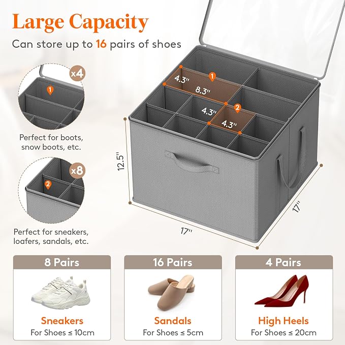 Lifewit Shoe Storage Organizer for Closet Fits 12-16 Pairs, Fabric Large Shoe...