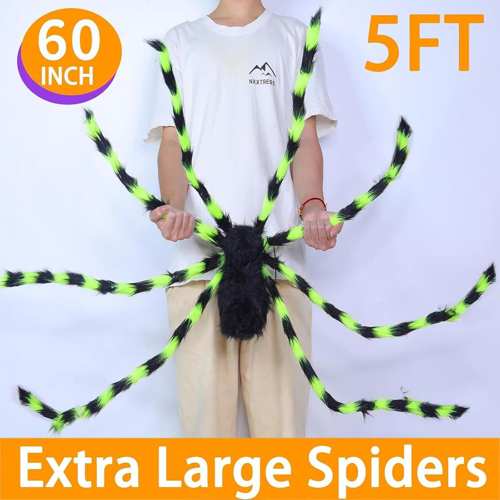 2Pack 5Ft Giant Light Up Halloween Spider Decorations with 8 Modes 52 LEDs
