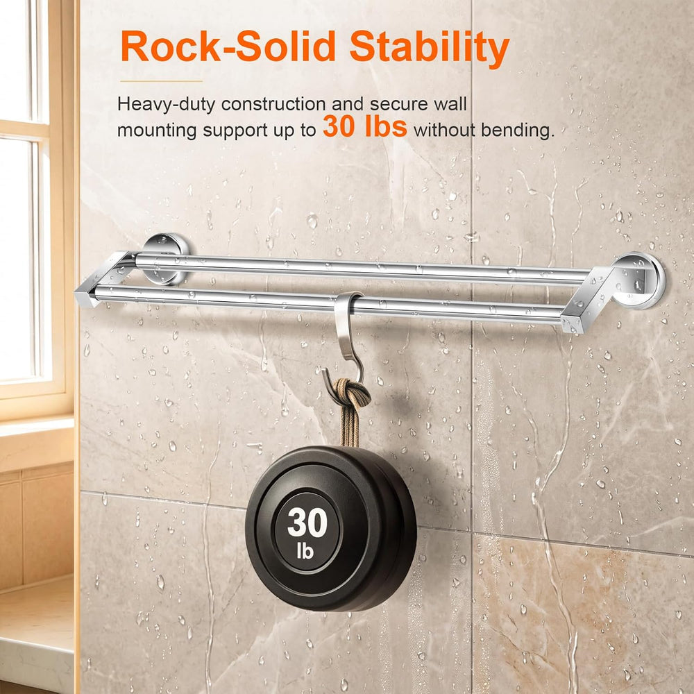 30" SUS304 Double Towel Bar,Chrome Wall Mount Towel Rack