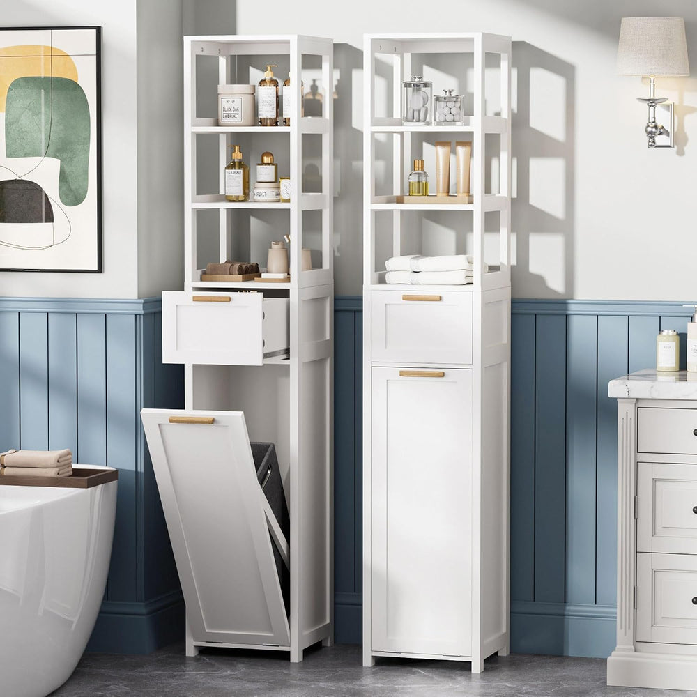 VECELO Tall Bathroom Cabinet with Removable Laundry Hamper, Tilt Out Laundry ...