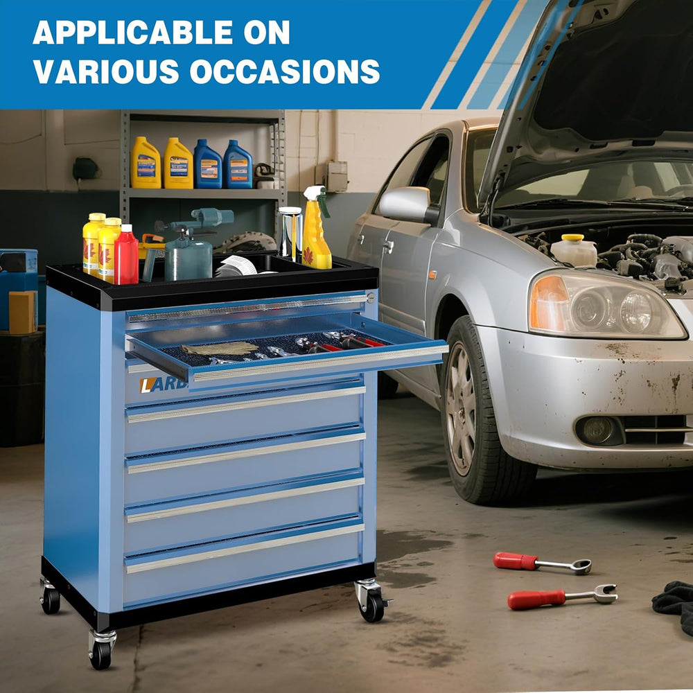 7-Drawer Rolling Tool Chest with Wheels,Locks,Blue Tool Cabinet
