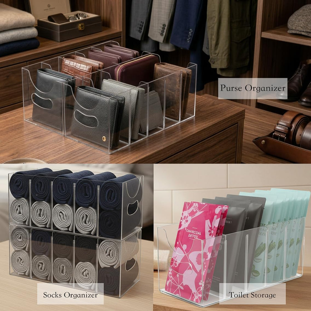 Belt storage Organizer for Closet with Removable Dividers - 5 Compartments &a...