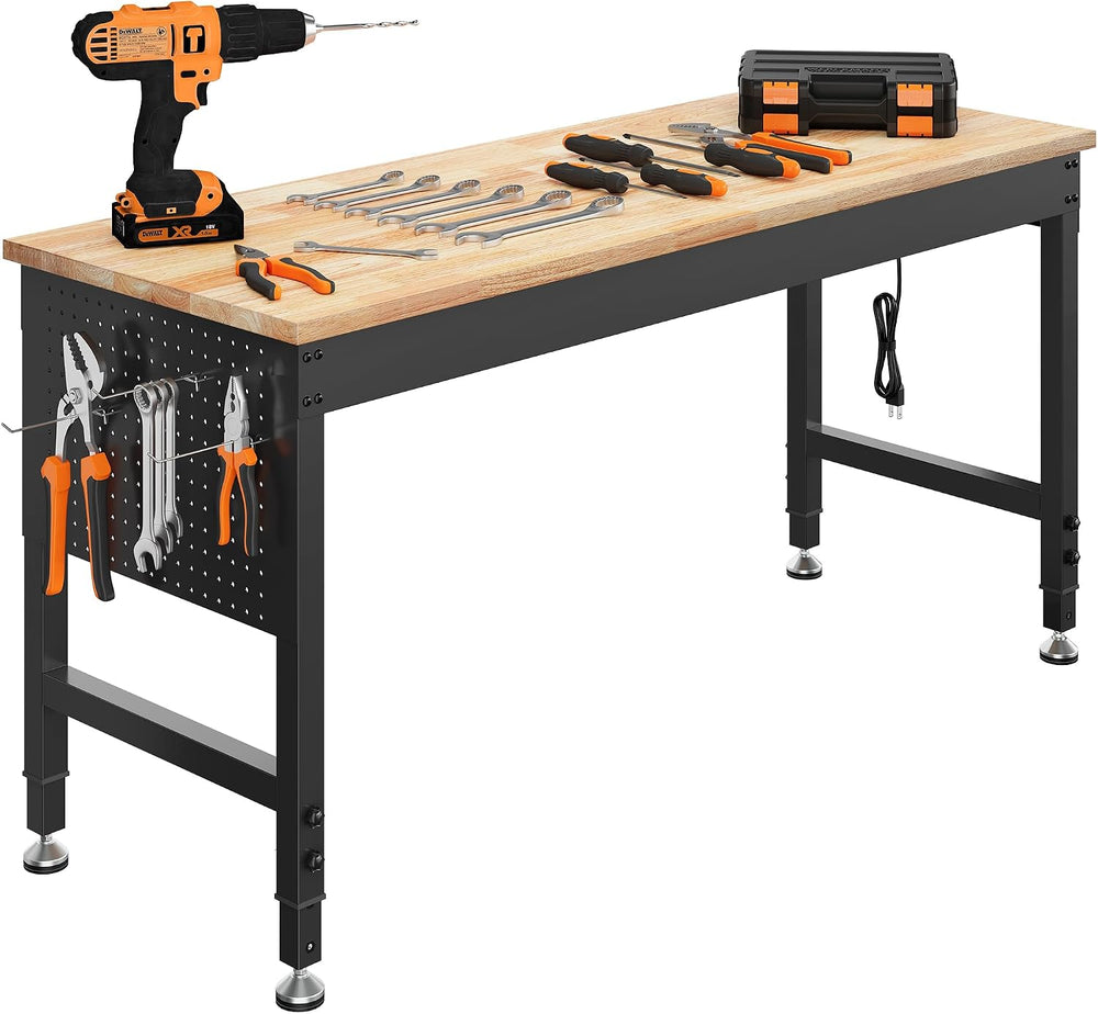 CAMMOO 60" Adjustable Workbench, 2000LBS Max Load, Pegboard & Power ...