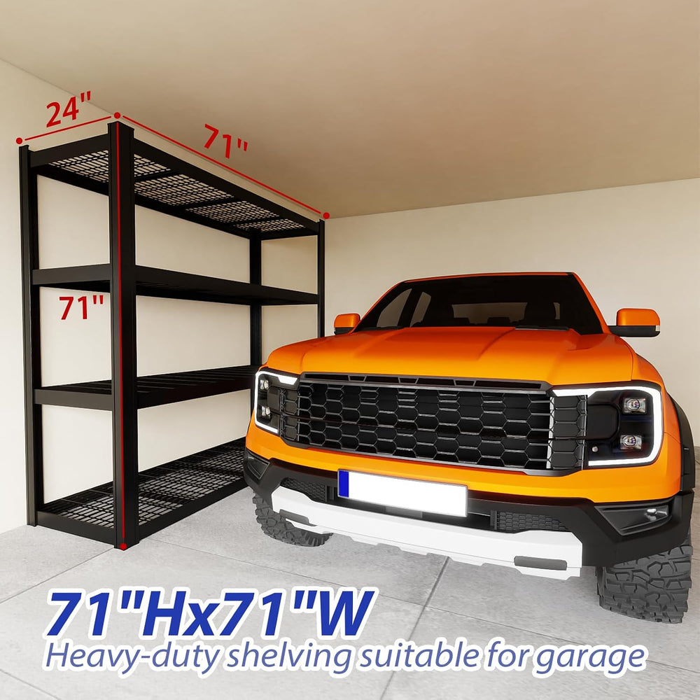 71" W x 71" H Industrial Shelving,8000LBS Garage Storage Shelves,4 ...