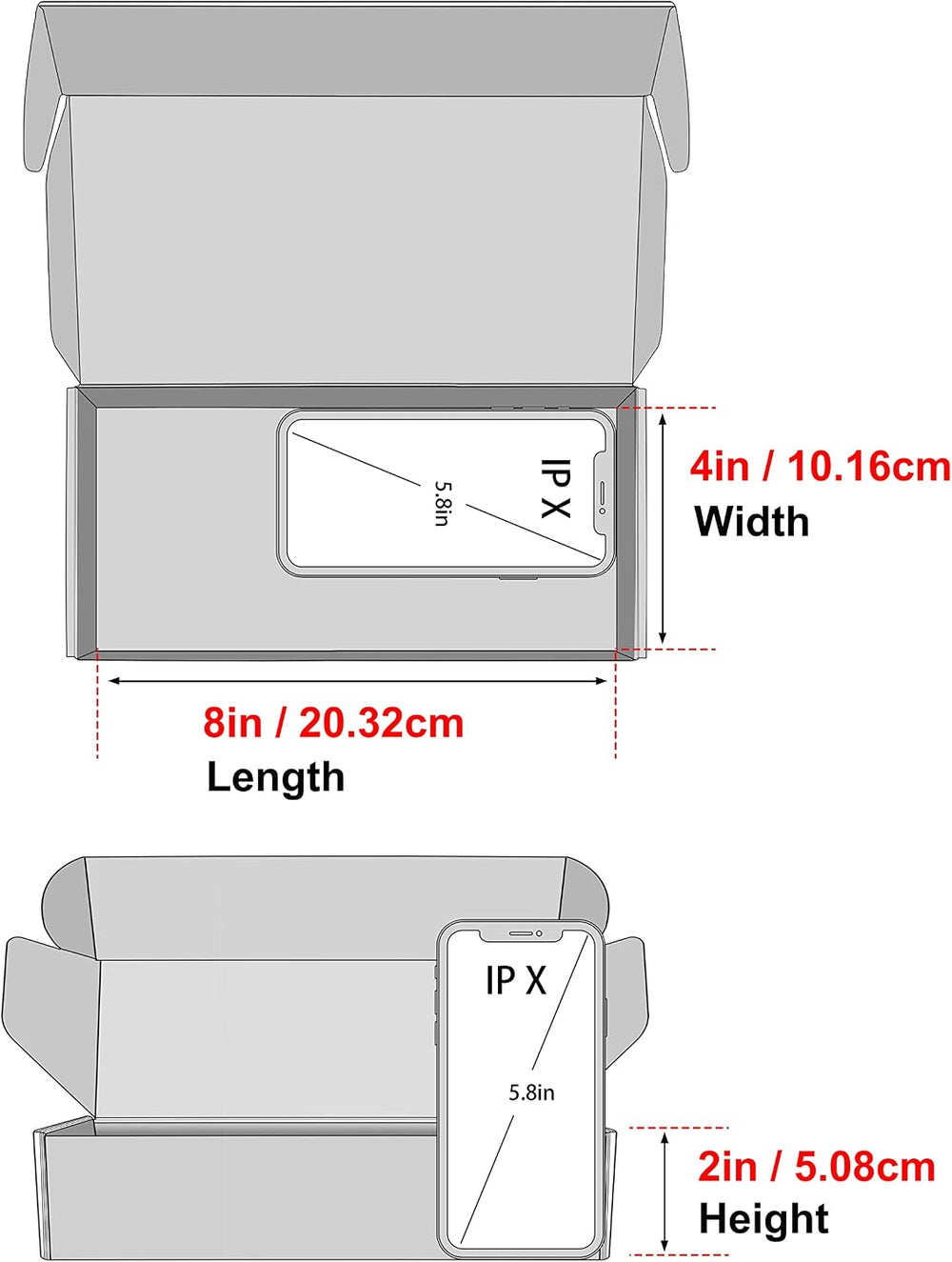 50 Pack 4"x8"x2" Shipping Boxes, Corrugated Cardboard Small Bo...