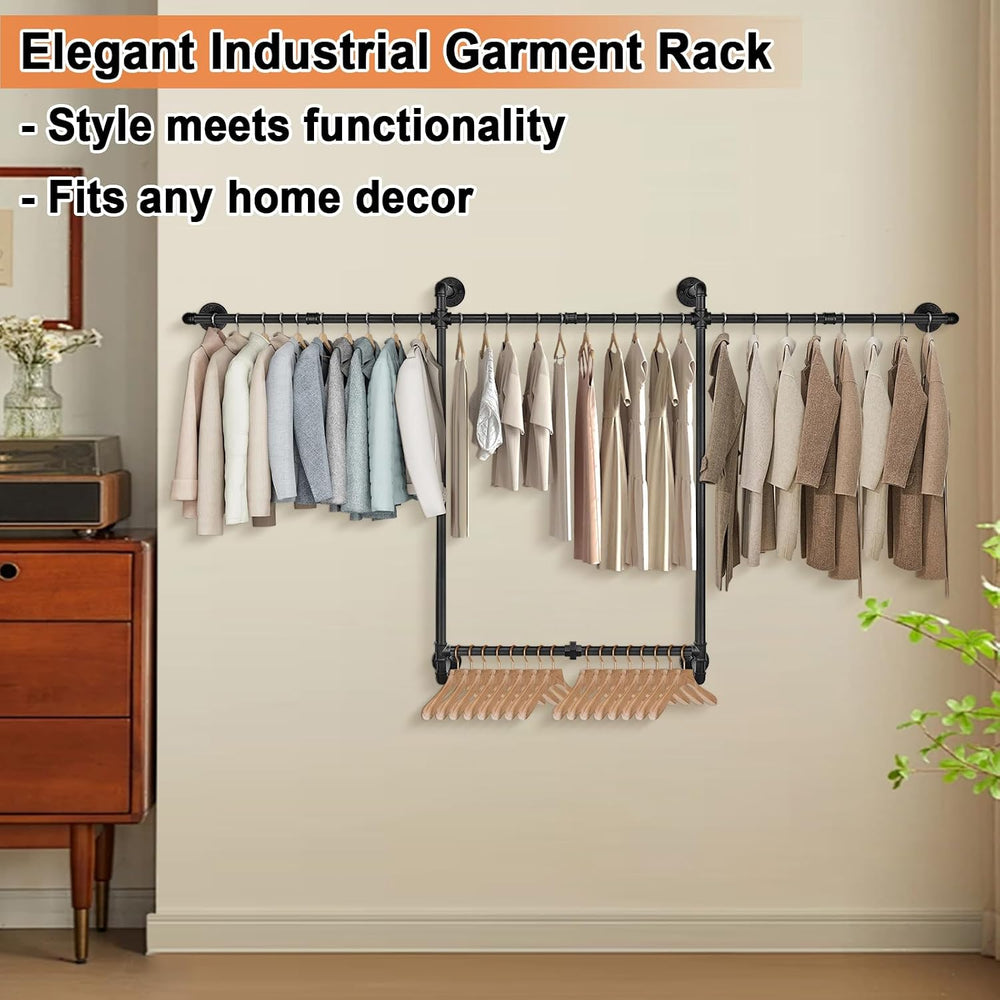 Livabber Industrial Pipe Clothes Rack, Heavy Duty Detachable Iron Garment Rac...