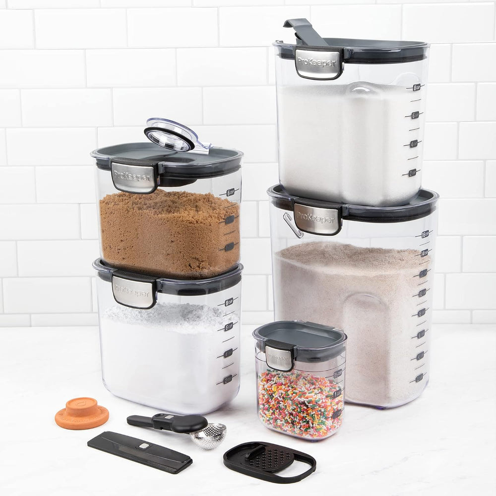 ProKeeper+ Airtight Food Storage Container Set – Clear Plastic Flour and Suga...