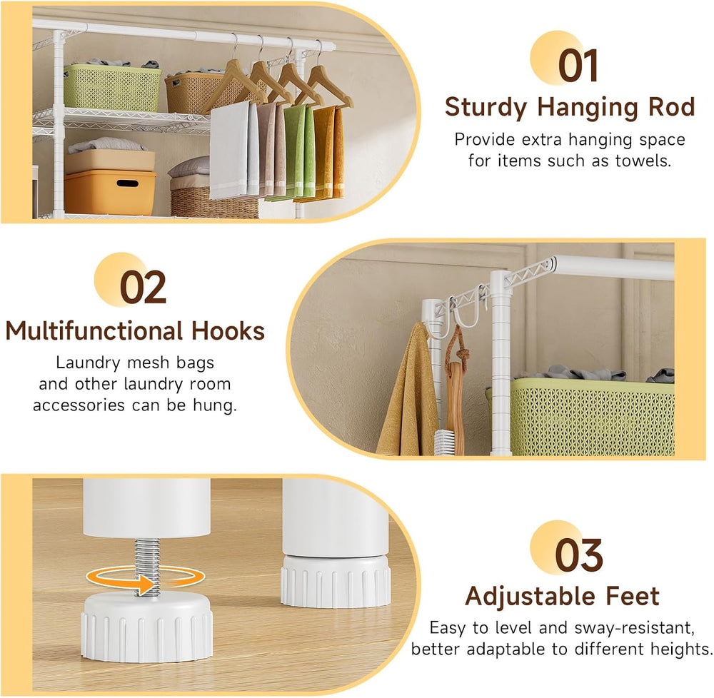 6 Tiers Expandable Over Washer and Dryer Shelves, White
