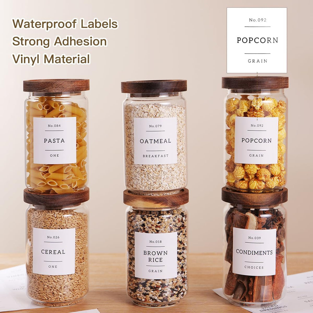 6 Set Glass Pantry Storage Jars with Acacia Airtight Lid - 23oz Thicken Glass...