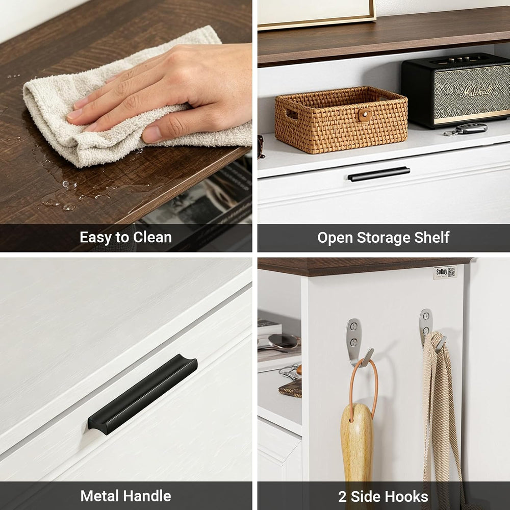 SoBuy Shoe Cabinet Storage with Open Shelf & Hooks
