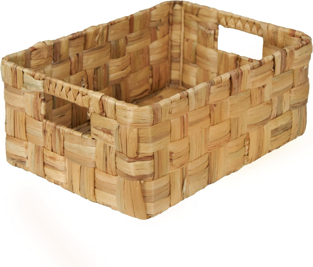 Vatima Jumbo Wicker Storage Basket, Large Hyacinth Organizer, 16.9x12.1x7.1H